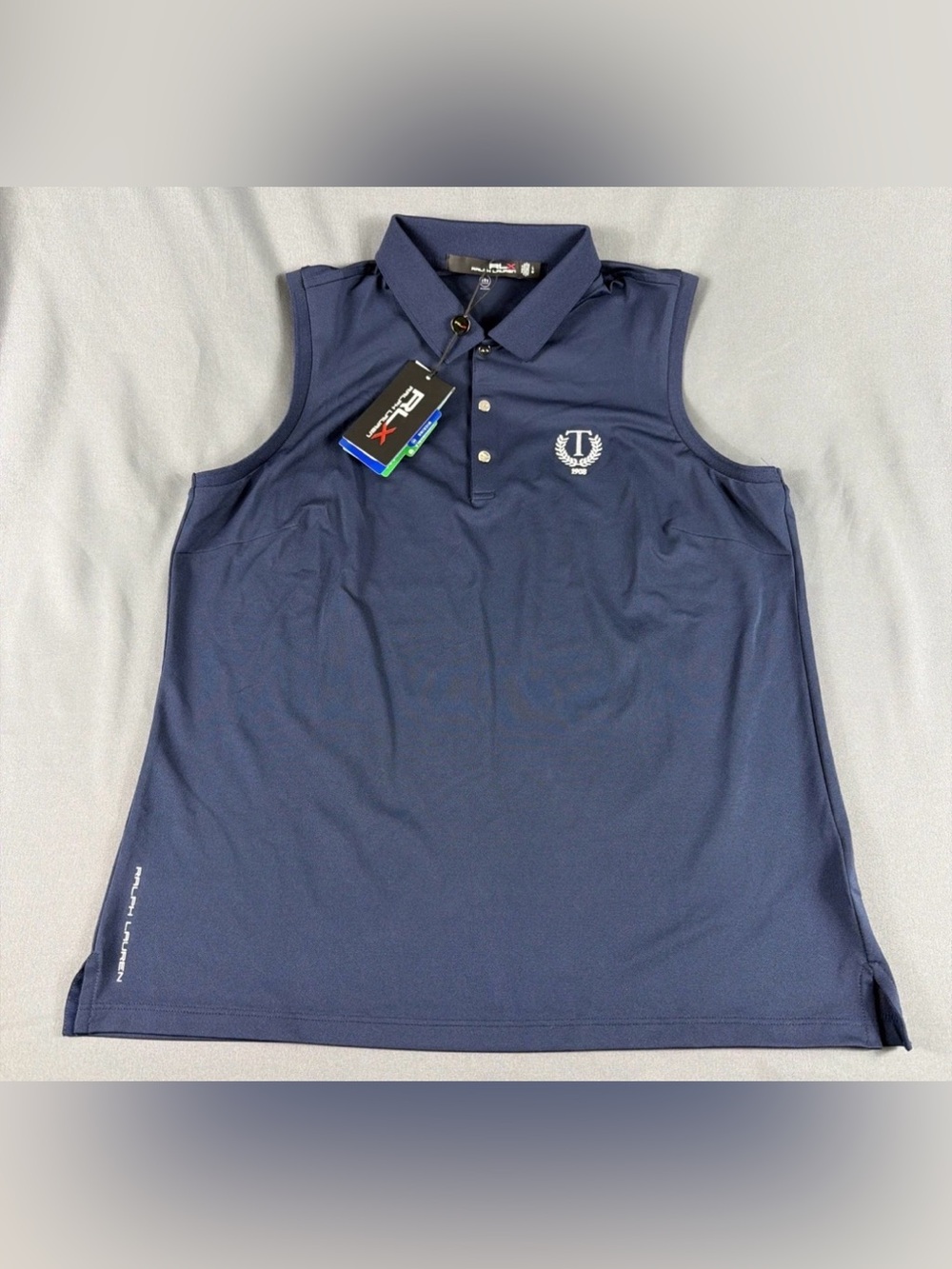 RLX Ralph Lauren Womens Golf Shirt Polo Chest Logo SLVLS Large Navy MSRP $110